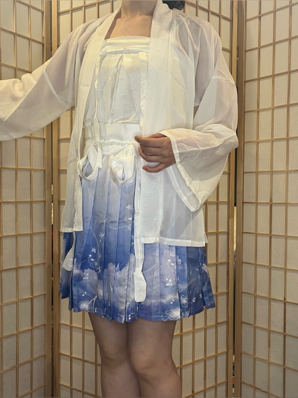 Blue and white Song dynasty hanfu 3 piece set